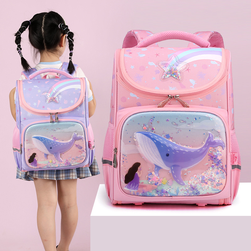 Dibujos Animados lindo estudiante de la escuela primaria mochila Rosa chica 123456 grado protección columna vertebral reducción peso niños espacio