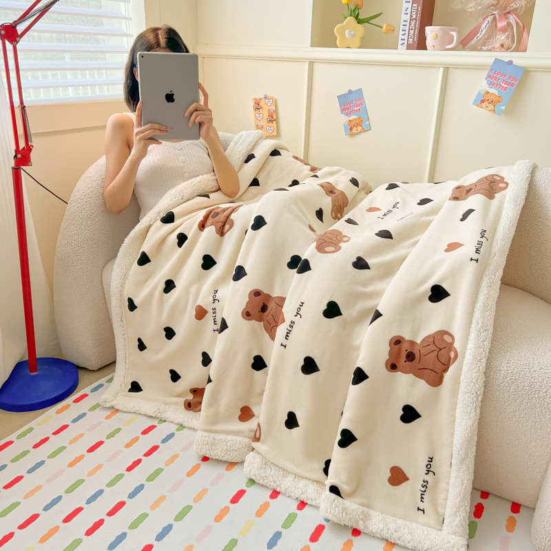 Otoño e invierno más manta cálida de terciopelo Manta multifuncional de terciopelo de leche Manta de almuerzo de terciopelo de cordero grueso Manta de terciopelo de regalo al por mayor