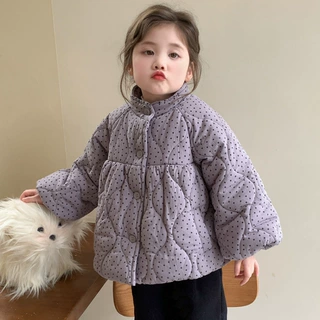 女童冬季棉服外套2025新款宝宝加绒夹棉韩系冬儿童森系牛仔裤套装