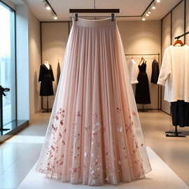 超仙通勤渐变色碎花半身裙女2025秋季新款设计感超仙漂亮A字裙