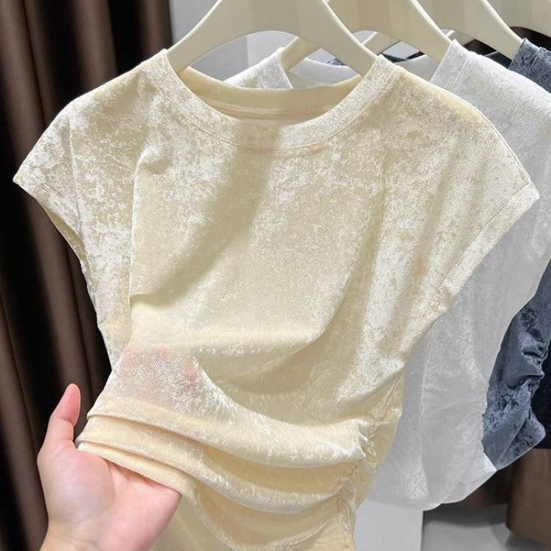 Mesh Short-sleeved T-shirt Women's Summer 2025 New Slimming Fashionable Cool Small Flying Sleeve Short Base Top