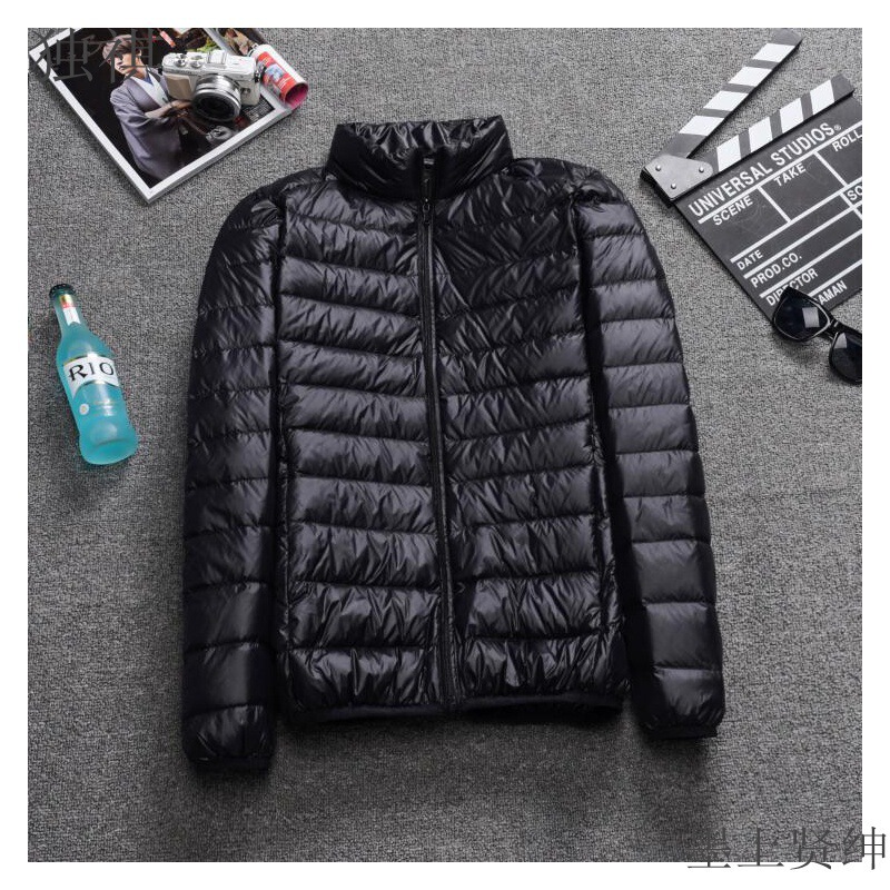 2023 new autumn and winter light feather cotton-padded jacket men's stand collar short ultra-thin plus size coat men's winter jacket