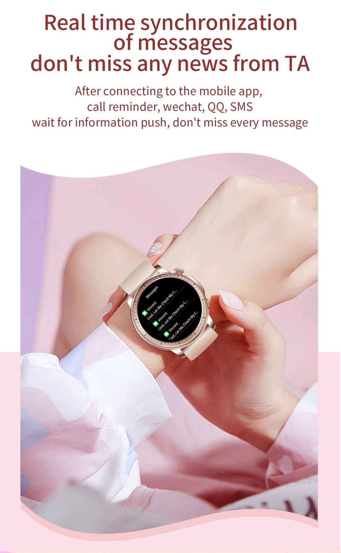 New V65 smartwatch, AMOLED screen, waterproof, smart reminder, Bluetooth, sports watch, ladies' bracelet undefined