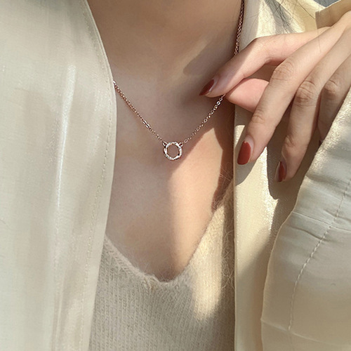 Korean-style diamond hoop necklace, women's Instagram irregular temperament fashionable minimalist niche pendant necklace choker