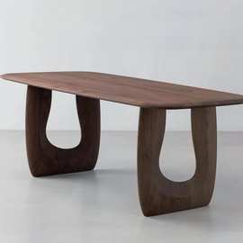 北美黑胡桃木餐桌亚克力悬浮书桌茶桌樱桃木松木实木家用办公简约