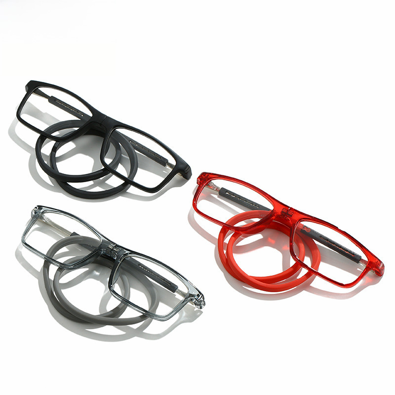 Cross-border new soft tape not afraid to lose portable magnet reading glasses comfortable men's and women's neck hanging reading mirror for the elderl_voghion.com