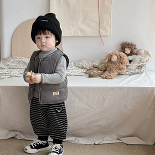 Danxi Boys' Winter Clothes Korean Style Quilted Vest Male Baby Thickened Base Shirt 12 Months Baby Clothes