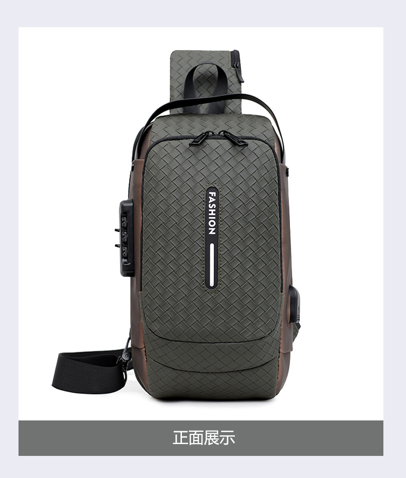 Cross-border men's chest bag, anti-theft password lock, single-shoulder bag, casual and simple crossbody bag, water-resistant outdoor storage chest bag undefined