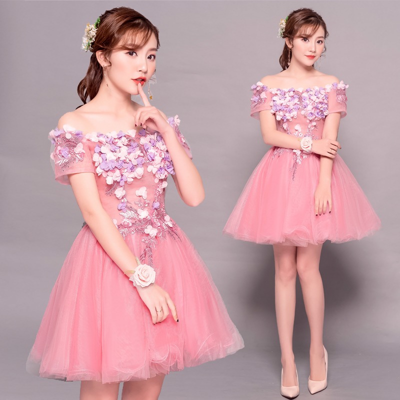 Vestido de tul colorido para espectáculos, falda abullonada, vestido de gala para presentadora, vestido de noche para mujer, nuevo estilo 2026, vestido de noche con hombros descubiertos.