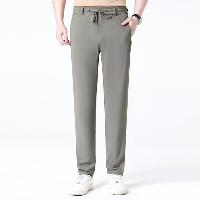 High-End Brand Casual Pants with Elastic Waist, Spring and Summer Men's Pants, Young Men's Straight-Leg Loose Drape, Wrinkle-Free Men's Long Pants