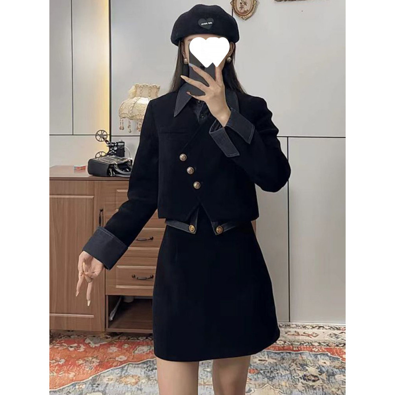 年夏季新款大码女装赫本风显瘦气质设计感上衣半身裙两件套女|undefined