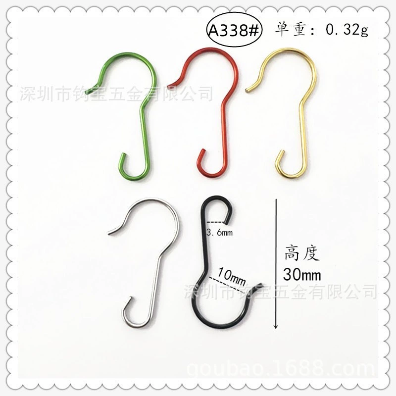 Металлическая рожковая крючок для елки золото, красный, зеленый, серебристый многоцветный рожок для елочных украшений, подвесной крючок S-образный спот