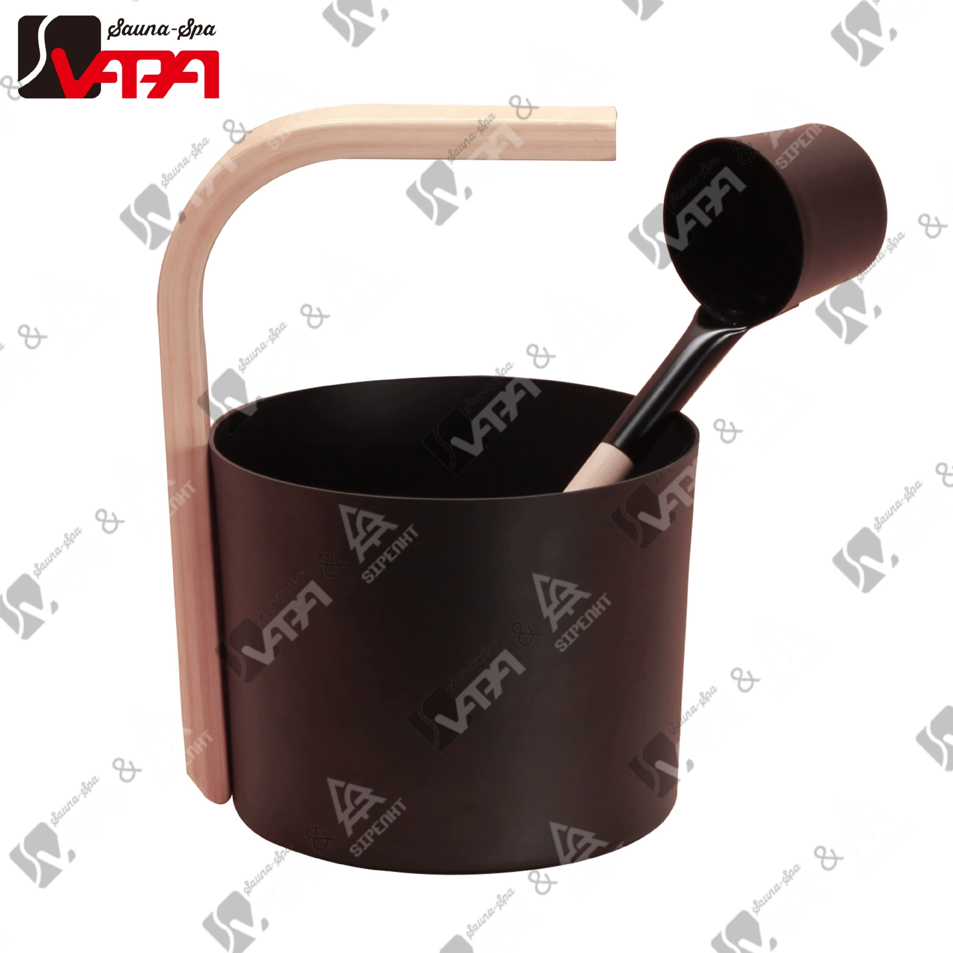 Фабрика отгрузка экспортного типа 5L березовая изогнутая ручка распыления сауна алюминиевая ведро алюминиевая ложка паровая комната для сауны
