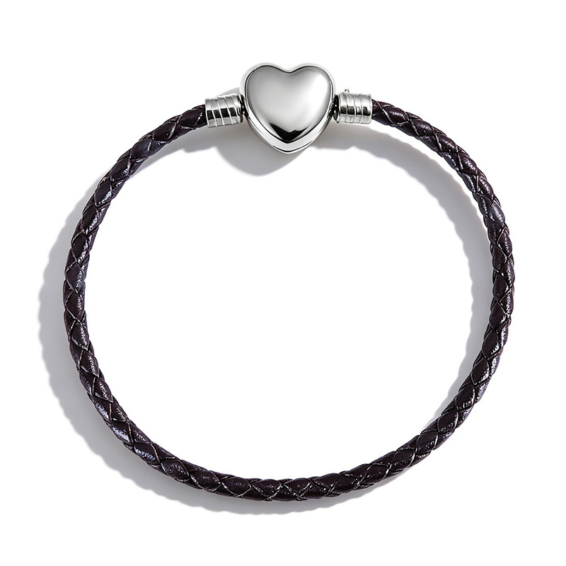 Panjia Stainless Steel Leather Rope Bracelet Heart-Shaped Buckle Bracelet Wearable Gold 3D Hard Gold Beads Pendant Bracelet for Women Panjia Stainless Steel Leather Rope Bracelet Heart-Shaped Buckle Bracelet Wearable Gold 3D Hard Gold Beads Pendant Bracelet for Women