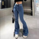 2024 New Amazon Aliexpress Cross-border Women's Denim Flared Pants Women's Slim Casual High Waist Washed Denim