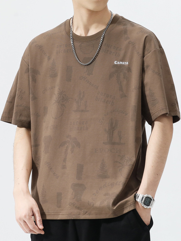 2025 新しい夏のアイスシルククール半袖メンズ Tシャツ速乾性ルーズカジュアル半袖ラウンドネックトップトレンディな男性|undefined