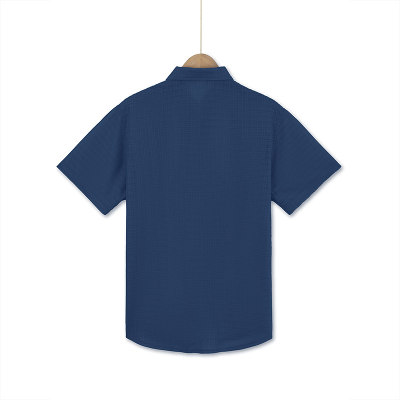 Chemise d'été à manches courtes pour homme, couleur unie, double poche, décontractée, pour les vacances_voghion.com
