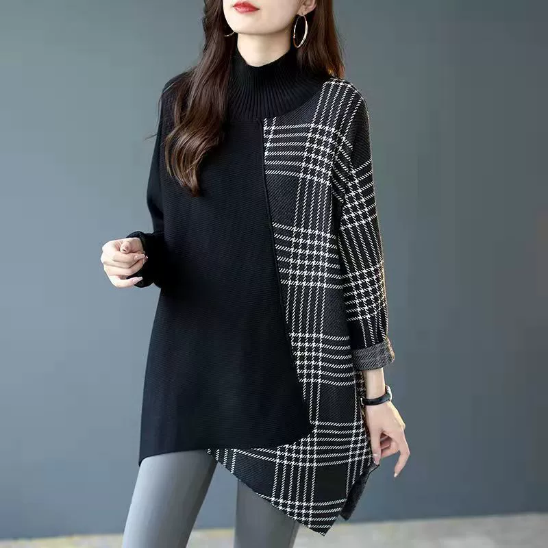 Свитер с длинными рукавами осенний вязаный, mid-length, свободный крой