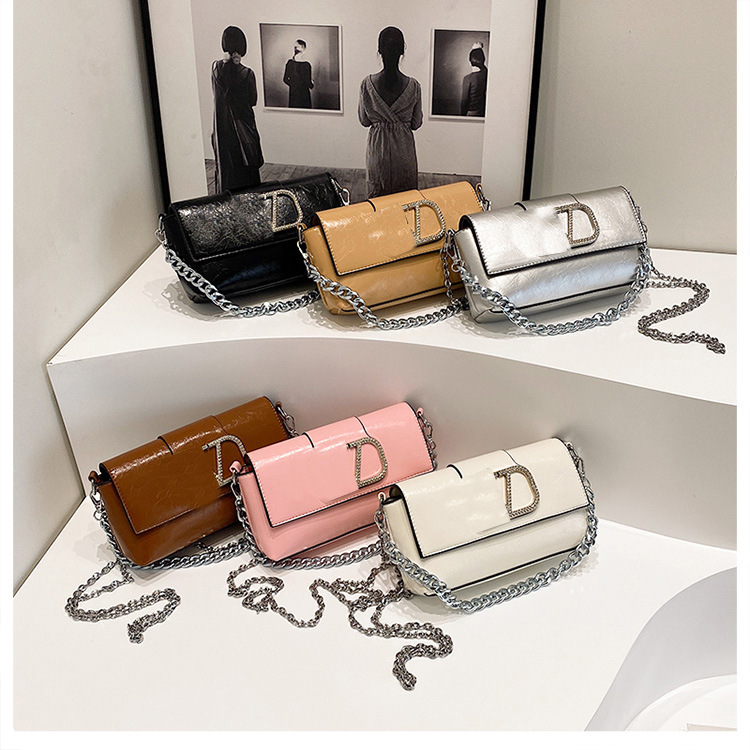 Bolso de hombro transfronterizo para mujer, cadena retro europea y americana, bolso cuadrado pequeño con incrustaciones de diamantes, bolso de mensajero de moda de alta gama