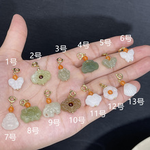 天然和田玉小滴溜吊坠 白玉佛贝壳花如意锁扣  可拆卸