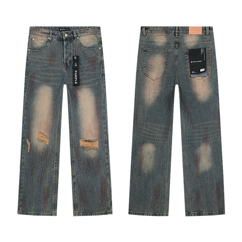 PURPLE BRAND JEANS美潮高街男士休闲破洞设计款修身显瘦牛仔长裤|undefined