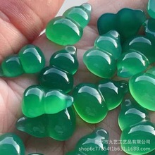 天然玛瑙绿玉髓葫芦戒面 平底无孔葫芦贴片 手工diy首饰镶嵌材料
