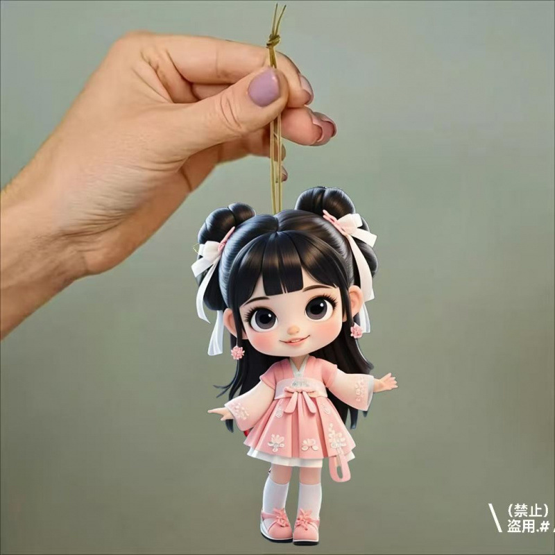 Colgante nuevo estilo antiguo vestido de estilo chino lindo acrílico llavero lindo vestido antiguo bolso de niña colgante pequeño image 30