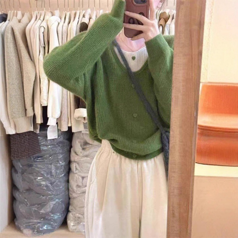软糯奶fufu粉色假两件针织衫女秋冬季浣熊绒毛衣外搭宽松长袖上衣|undefined