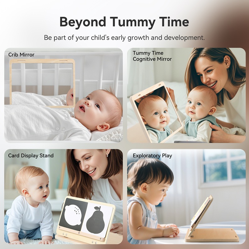 Nuevo estilo transfronterizo Estimulación visual Montessori Espejo plegable Educación temprana para bebés Forma Iluminación cognitiva Juguete cognitivo