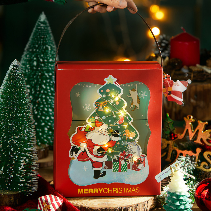 手拎圣诞节糖果袋曲奇饼干点心礼物包装盒糯米船盒子糖果盒礼品盒