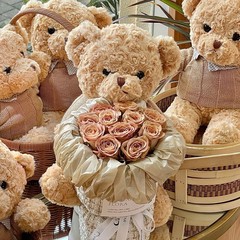 ぬいぐるみ、小さなクマのフィギュア、造花、プリザーブドフラワー、女の子、親友へのバレンタインデーギフト、石鹸の花、教師の日の花束