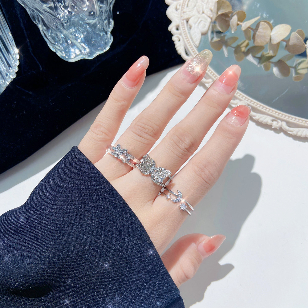 Ring Xingyue double-layer cross open single ring ins cold style simple single ring female index finger ring_voghion.com