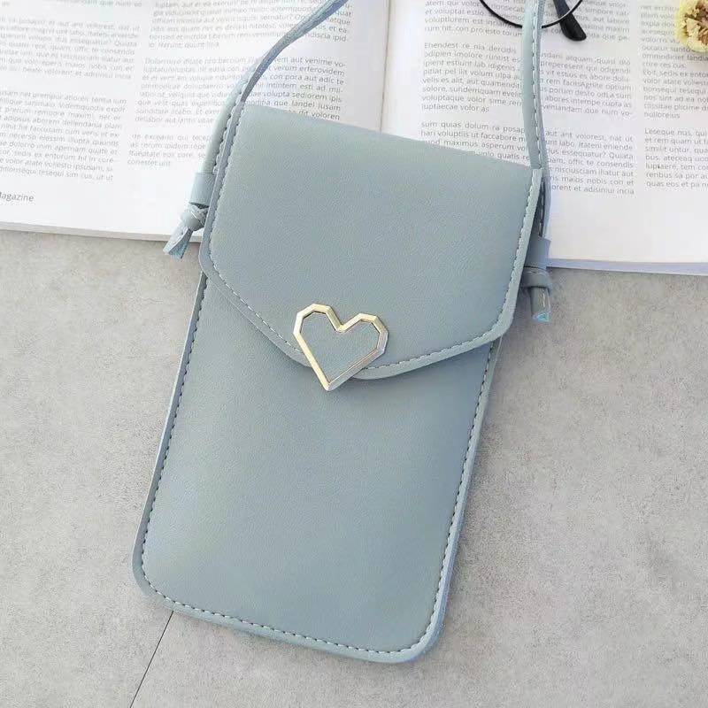 Nuevo amor pequeño bolso moda simple mini bolso de hombro portátil hebilla monedero transparente PVC pantalla táctil bolso del teléfono móvil