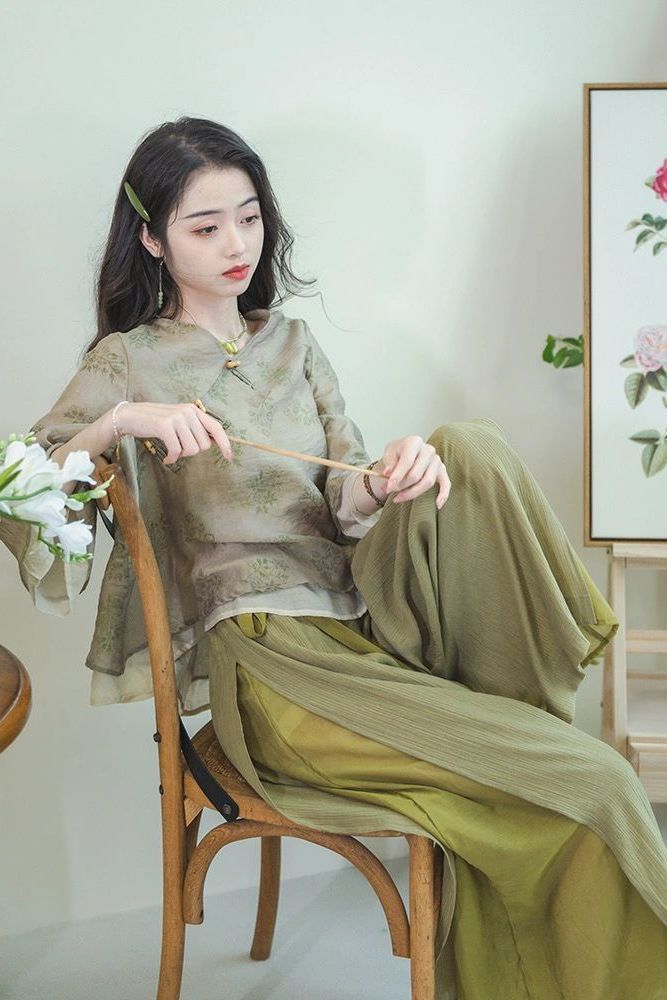 唐装中国风女装仙气禅意衬衫茶服新中式上衣日常超仙阔腿裤套装女