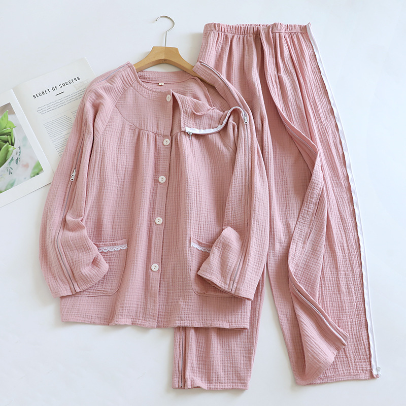 여성용 가죽 붉은 거즈 간호복 얇은 긴 소매