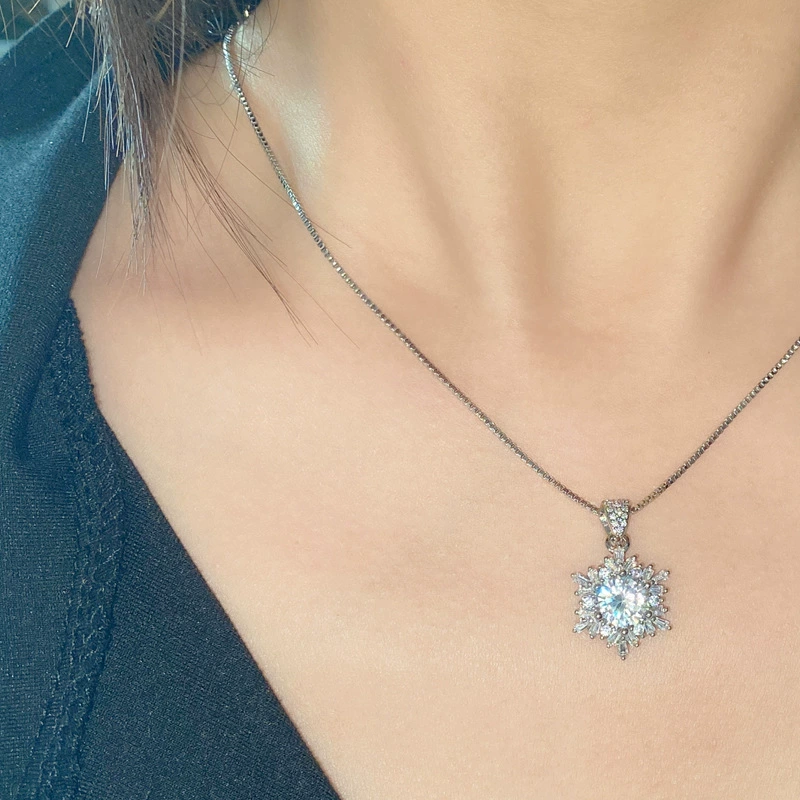 Платиновое кольцо, серьги, набор, стиль лёгкой роскоши, белое золото 18K, со снежинками