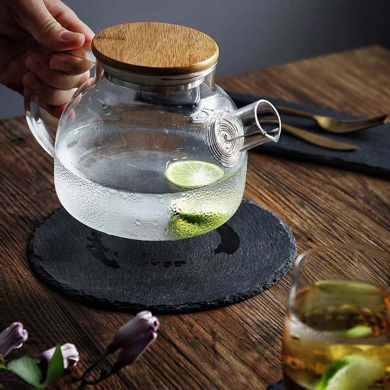 Placa de pizarra natural de estilo japonés Placa de comida occidental Placa de sushi de piedra de roca Placa de carne irregular placa plana vajilla