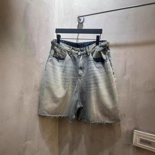 Correct version BL home 2025 new heavy industry washed Denim shorts fashion Joker loose version for men and women