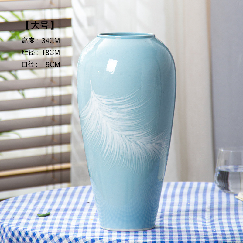 Patterned Vase Ornaments Ceramic Living Room Entrance Flower Arrangement Stoneware Retro Pottery Pot Flower Pot Dried Flower Vase Flower Vessel Qing D&