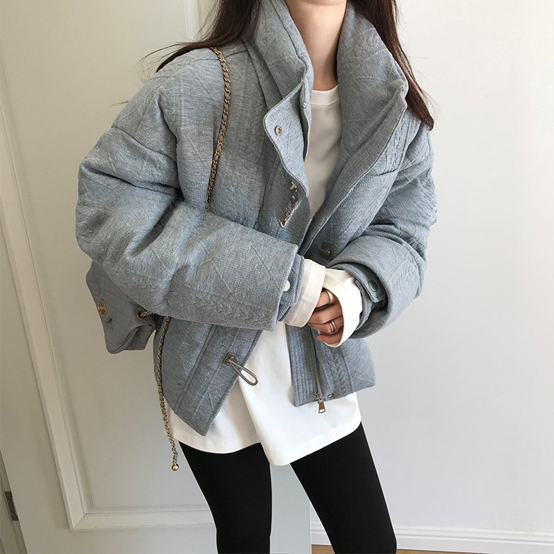 羽绒服针织面料韩版气质宽松百搭2025冬季保暖白鸭绒图片色默认