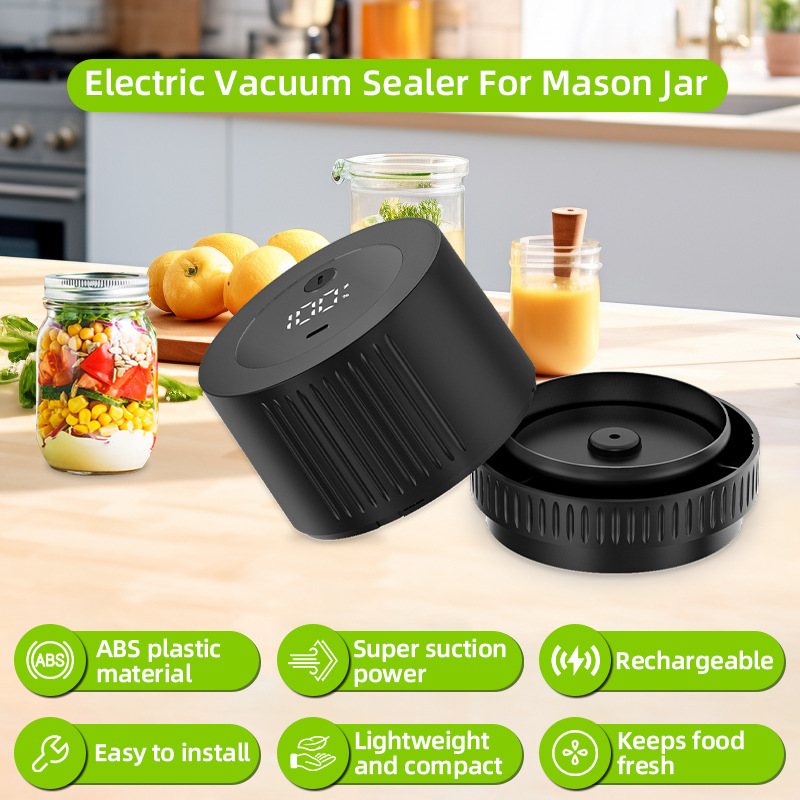 アップグレード版真空シーラー 電動メイソンジャー食品保存密封器具 真空缶シーラー|undefined