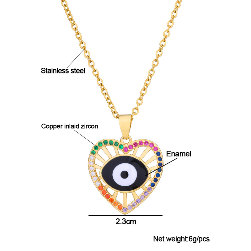 9g Weight 0.03µm Gold Plating Thickness Wholesale Original Design Fashion Heart Stainless Steel Copper 18K Gold Plated Zircon Necklace