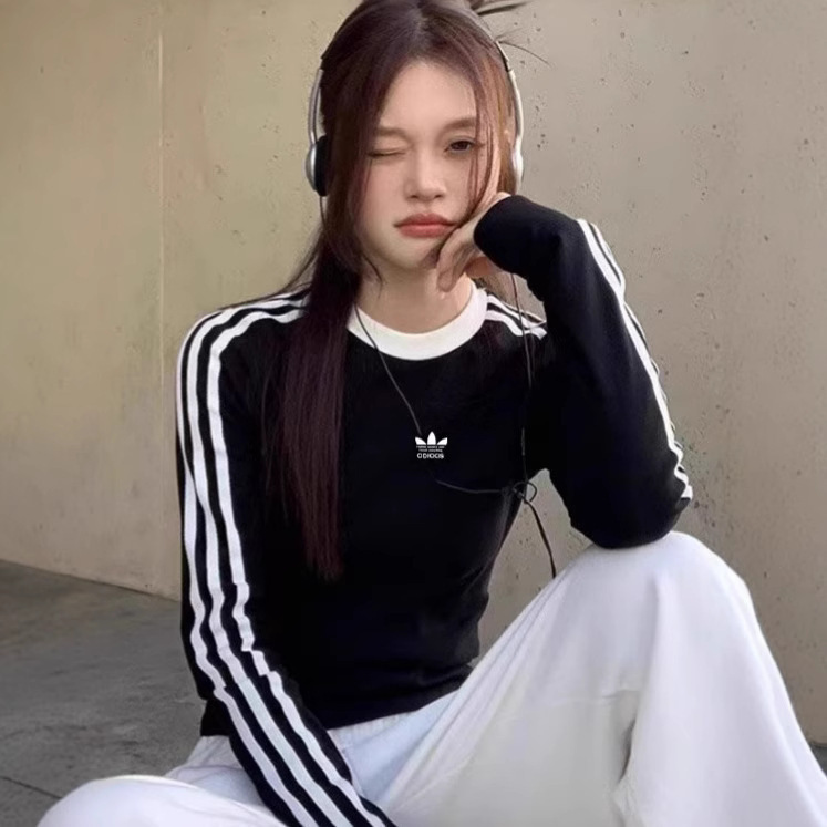 Cross-Border Export Original Clover Embroidered Round Neck Right Shoulder Long-Sleeved T-Shirt Bottoming Shirt Elastic Slim Top Women's Clothing