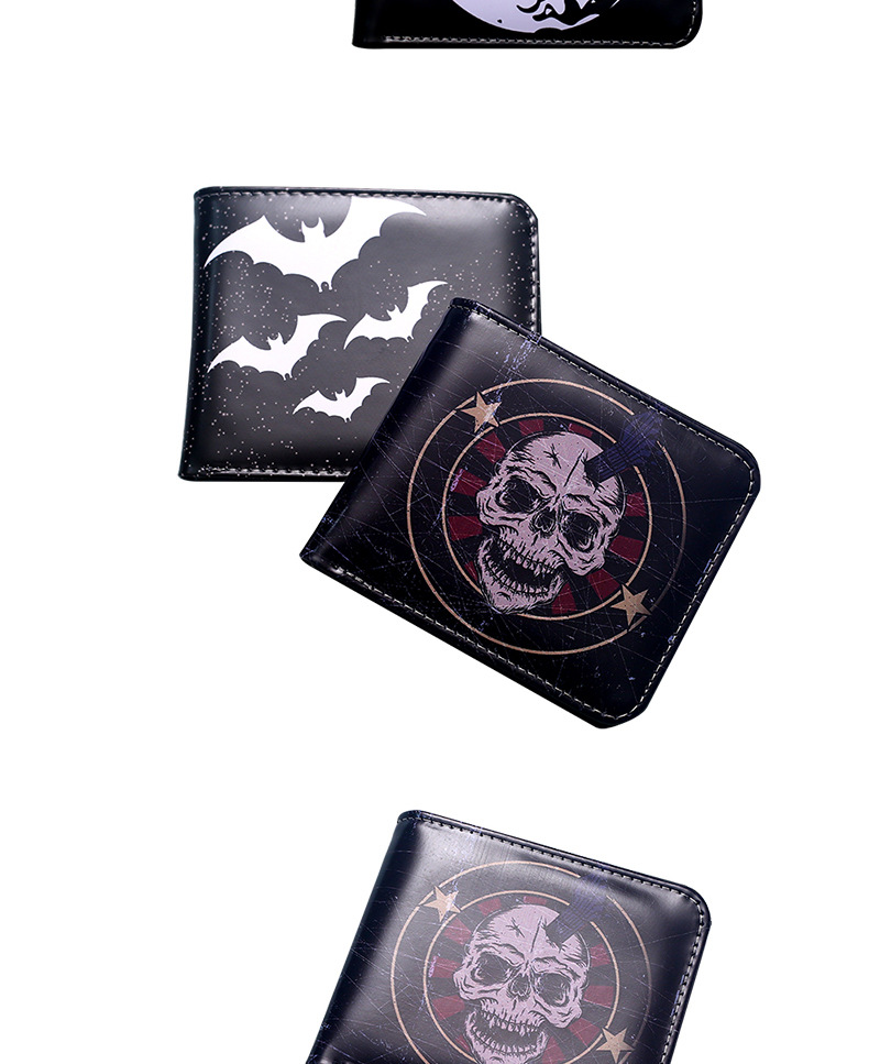 Men's Bat Skull PVC Open Small Wallets display picture 13