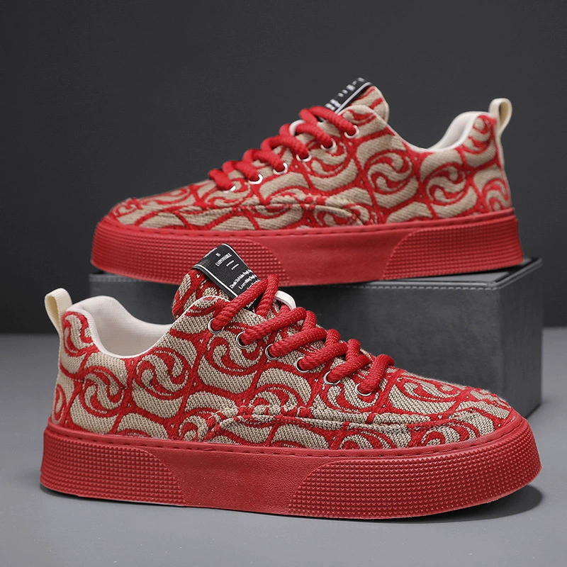 Мужская обувь 2024 новые дышащие брезентовые туфли нескользящие дышащие кроссовки повседневные кроссовки модные мужские туфли с принтом