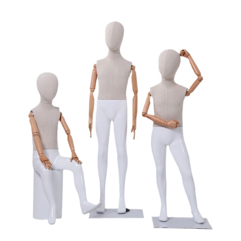 Tienda de ropa modelo infantil accesorios ventana maniquí modelo infantil exhibición de todo el cuerpo modelo de plataforma de mano de madera sólida modelo infantil