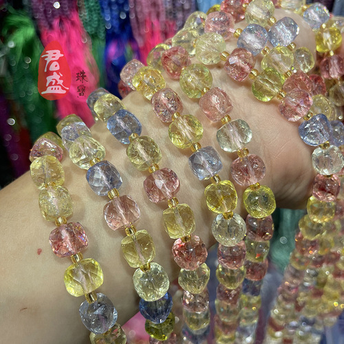 Optimized Colored Topaz Crystal Cut Square Beads Scatter Half-Finished Bracelet Bead DIY Jewelry Accessory Wholesale