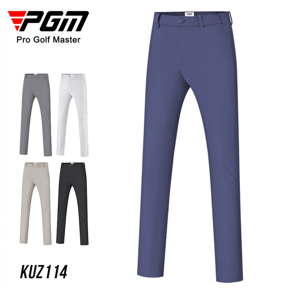 Quần golf nam PGM dài không thấm nước co giãn thắt lưng — KUZ114-màu trắng, KUZ114-Đen, KUZ114-màu xanh hải quân, KUZ114-màu xám