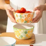 网红陶瓷碗碗家用吃饭食尚碗小清新加厚防烫米饭碗沙拉碗碗勺组合