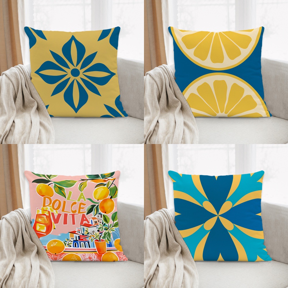 Área de agua fruta almohada cubierta camión de verano limón bicicleta sofá decoración cojín cubierta (sin núcleo de almohada)